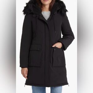 SAM EDELMAN PUFFER JACKET FAUX FUR TRIM PARKA SMALL